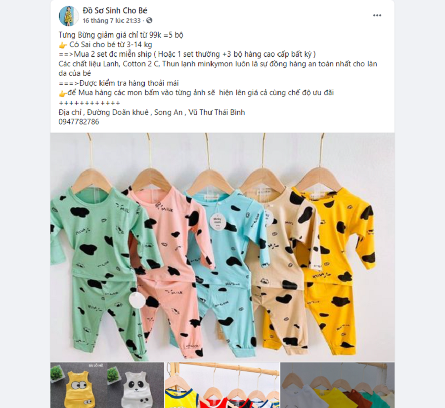 mẫu content bán quần áo trẻ em