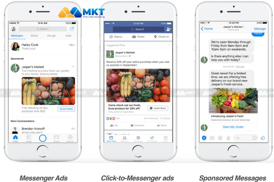 Hình thức quảng cáo trên Facebook: quảng cáo click to Messenger.