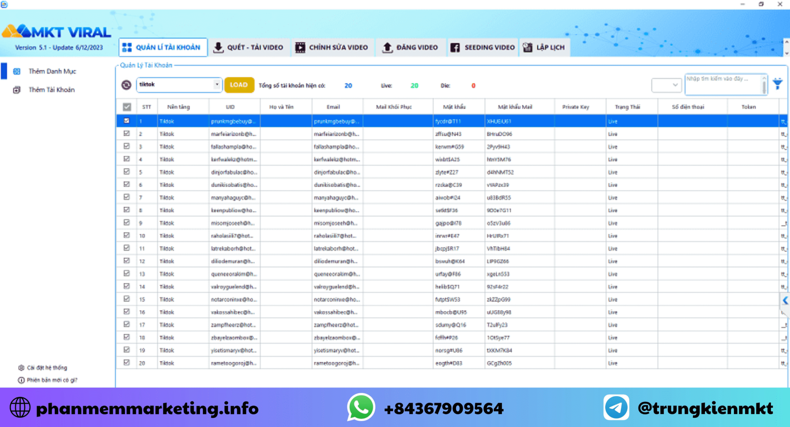 Quản lý không giới hạn tài khoản