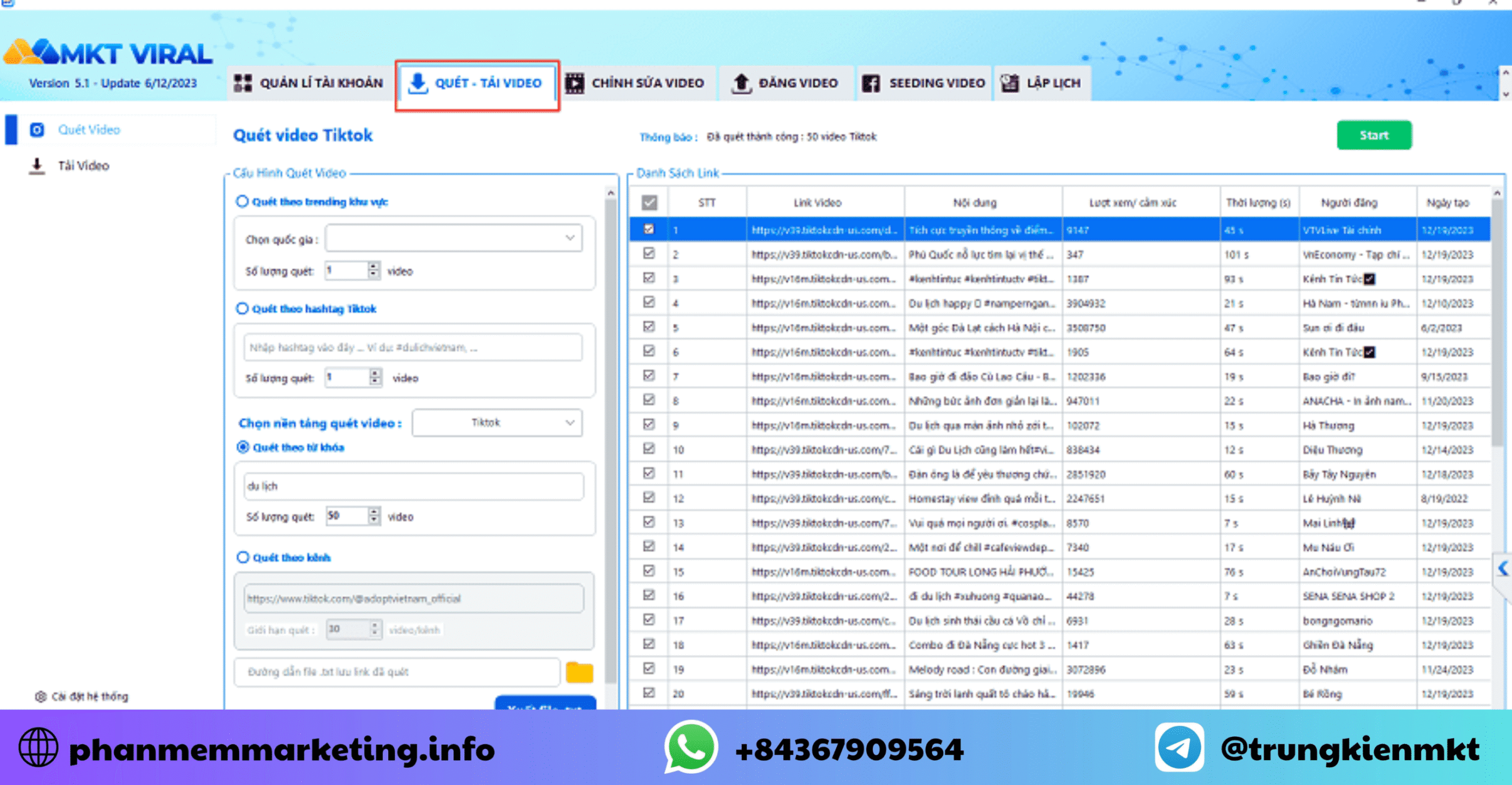 Tải video hàng loạt không dính logo